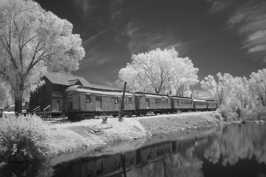 Black And White Photograph - Ghost town train by Carl Hinkle