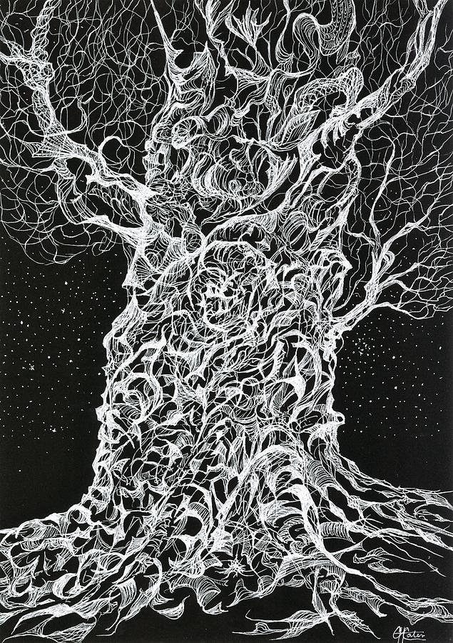 Fantasy Drawing - Ghost Tree by Charles Cater