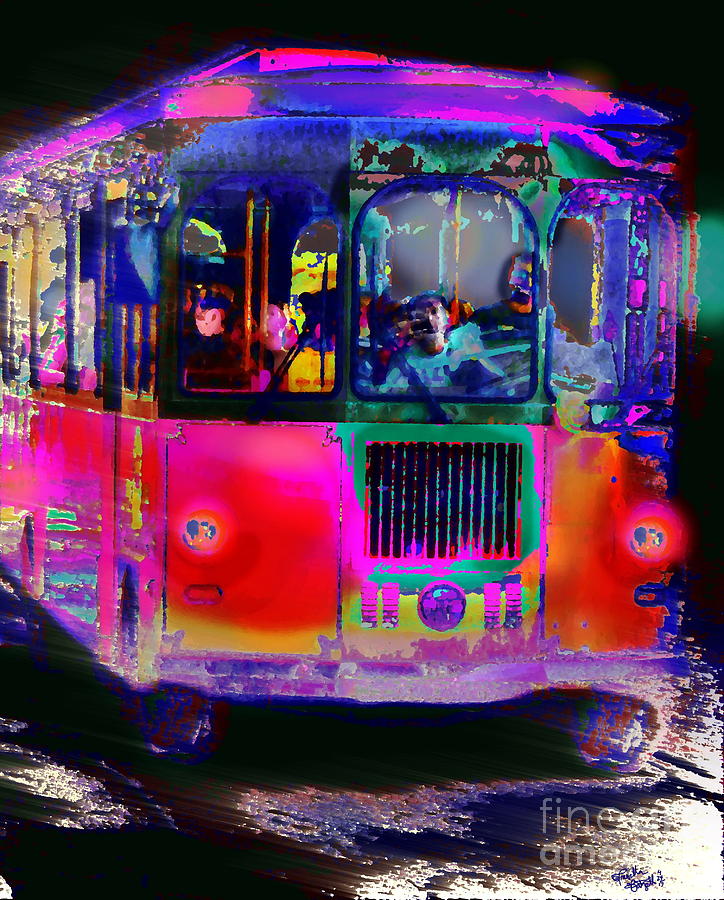 Ghost trolley  Digital Art by Priscilla Batzell Expressionist Art Studio Gallery