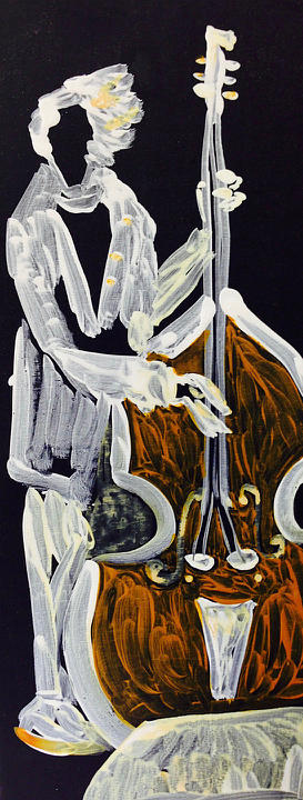 Ghostly Bassist Painting by Carole Johnson