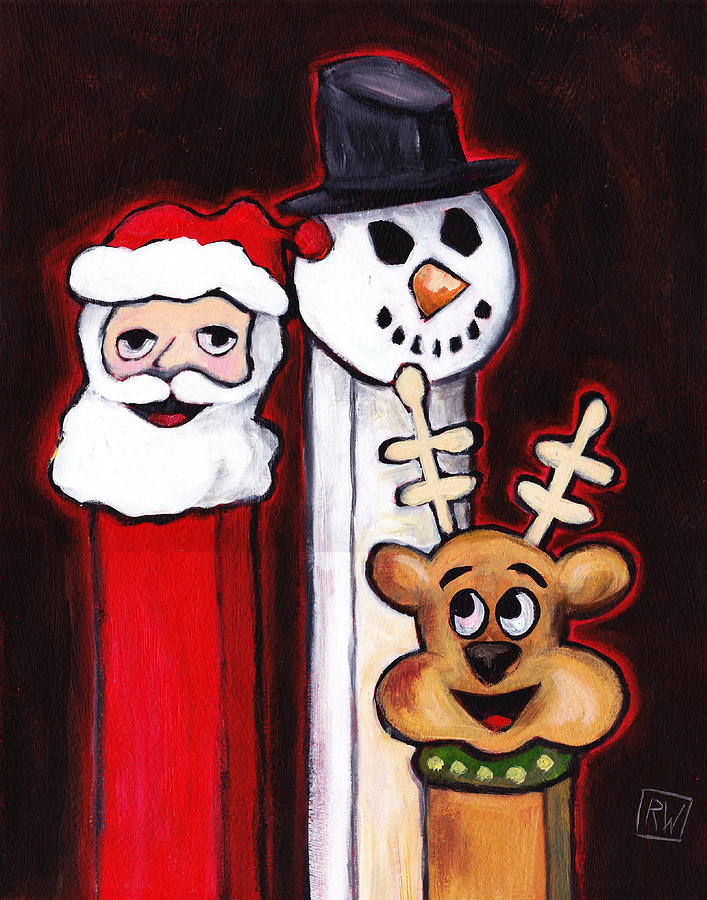 Ghosts of Christmas PEZ Painting by Robin Wiesneth