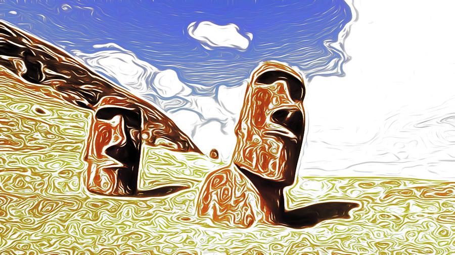 Easter Painting - Ghosts of Easter Island by Esoterica Art Agency