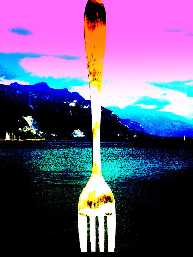 Abstract Photograph - Giant Fork in Lake Geneva by Funkpix Photo Hunter