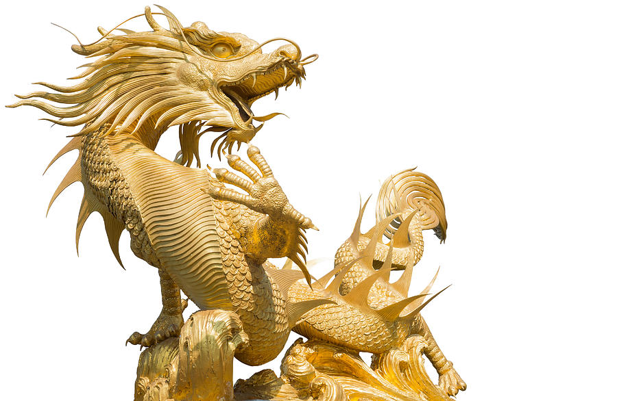 Giant golden Chinese dragon on isolate background Photograph by Anek ...