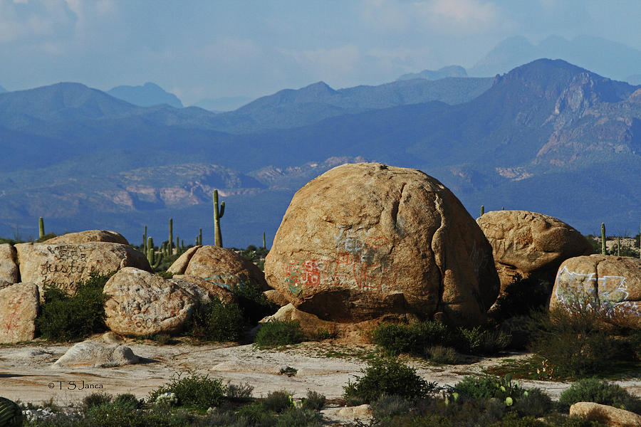 Giant Granite Rock Along The Gila River Digital Art by Tom Janca