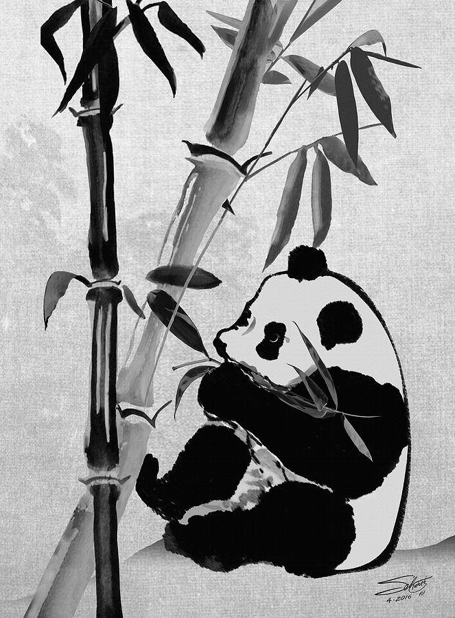 Giant Panda and Bamboo Digital Art by M Spadecaller