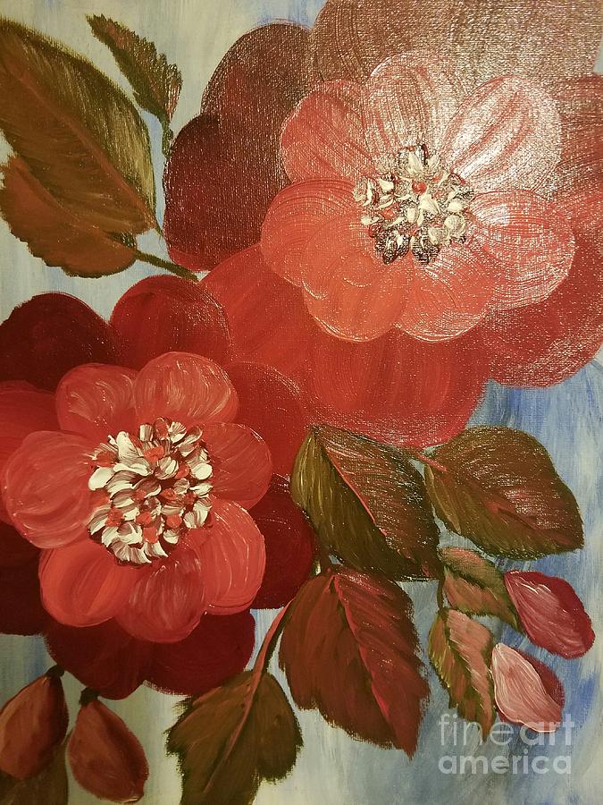 Giant Red Camelias Painting by Maria Urso