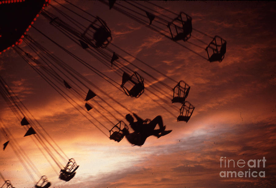 Giant Swing At The Fair Sunset Photograph