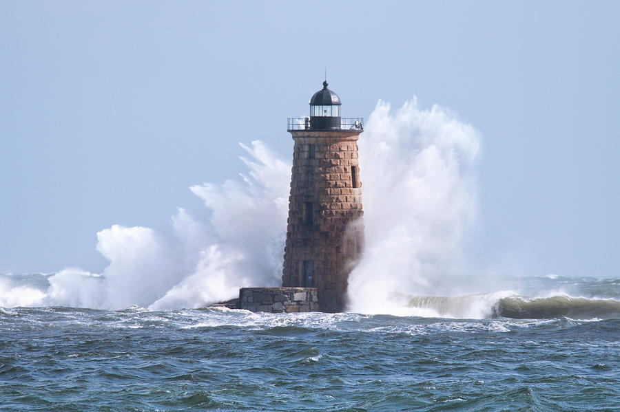 Giant Waves at Whaleback Lighthouse Photograph by Eric Gendron