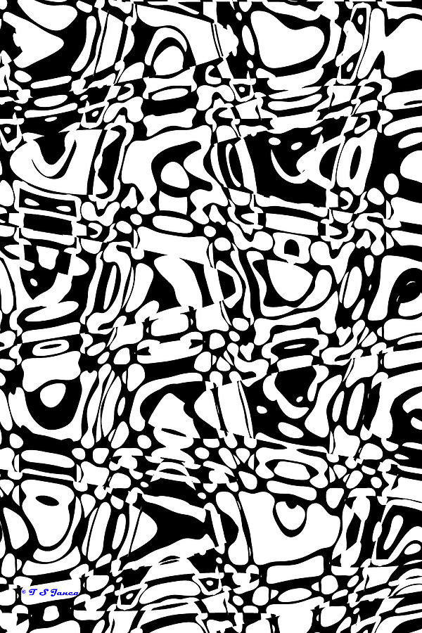 Gibberish Black And White Abstract Digital Art by Tom Janca