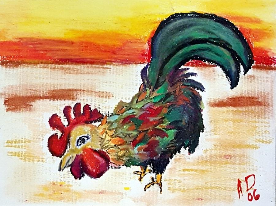Chicken Painting - Morning Nibbles by Angela Lasky