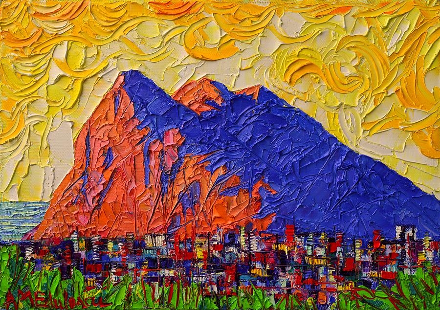 Gibraltar The Rock Contemporary Impressionism Impasto Palette Knife Oil Painting  Ana Maria Edulescu Painting by Ana Maria Edulescu