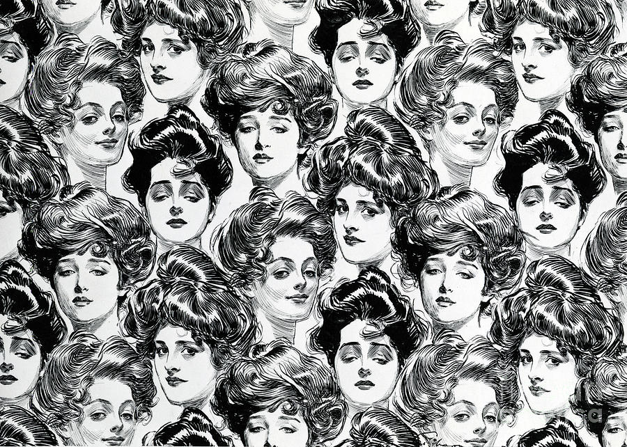 Gibson Girl  Design for wallpaper Drawing by Charles Dana Gibson