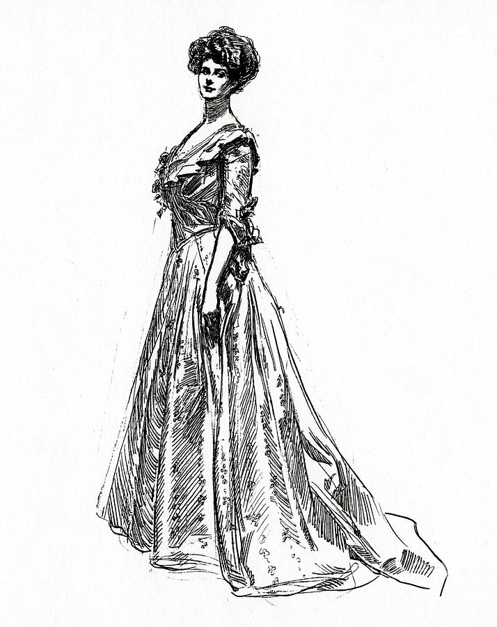 Charles Dana Gibson Drawing - Gibson Girl from 1902 by Charles Dana Gibson