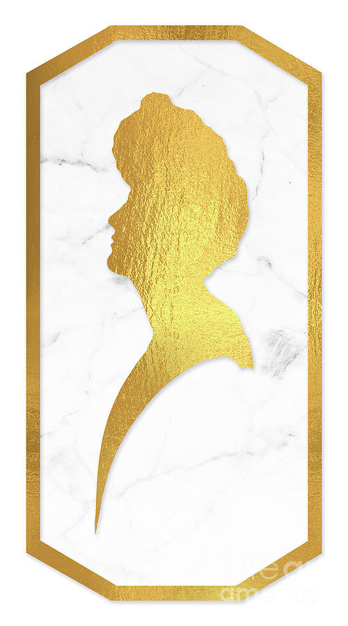 Cameo Painting - Gibson Girl gold and marble cameo rectangle left facing by Tina Lavoie