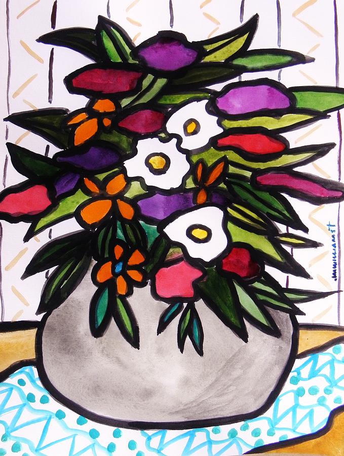 Flower Painting - Gift in a Gray Vase by John Williams