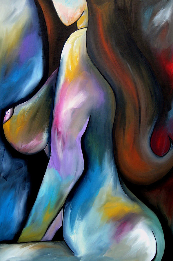 Gifted Original Nude Abstract Art Painting by Tom Fedro