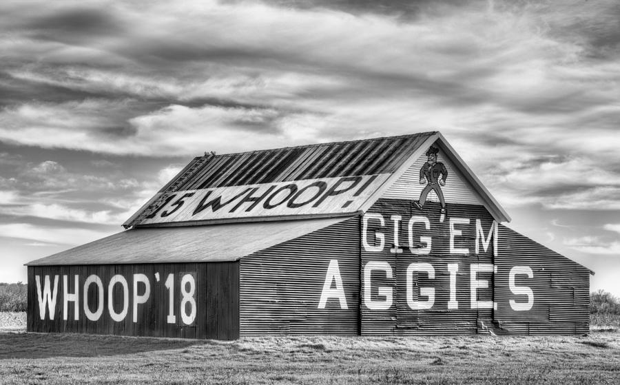 Gig Em Aggies Black and White Photograph by JC Findley