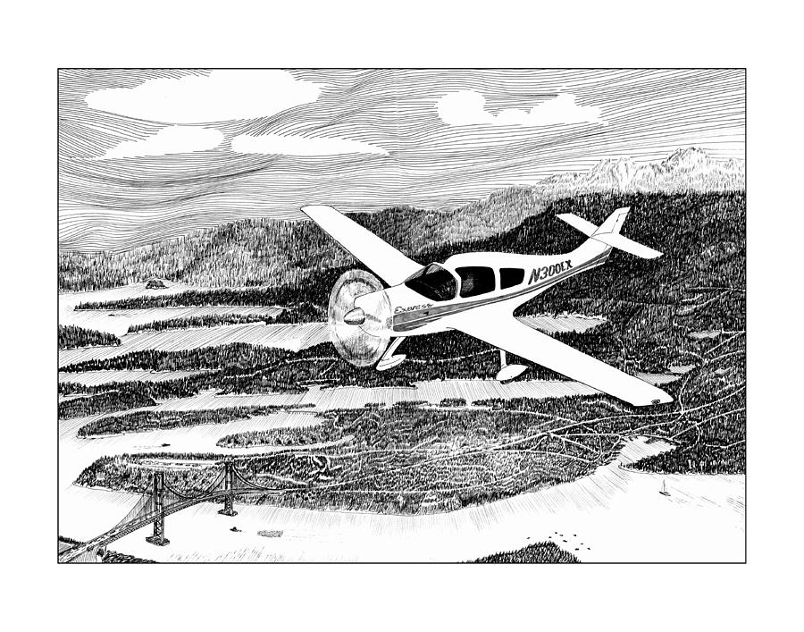 Flying over Gig Harbor  Drawing by Jack Pumphrey