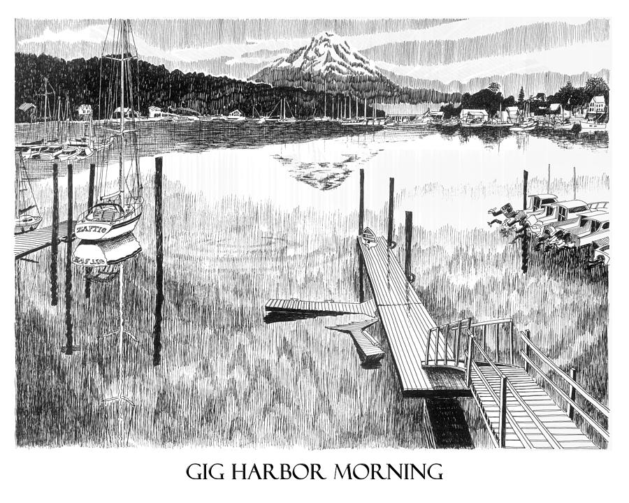 Gig Harbor Sunrise Drawing by Jack Pumphrey