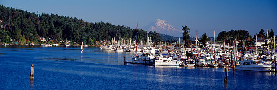 Gig Harbor With Mt Rainier Photograph by Panoramic Images - Fine Art ...