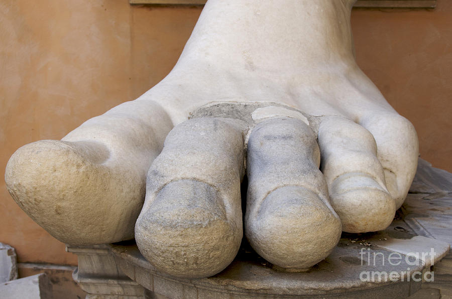 Works Photograph - Gigantic foot from the statue of Constantine. Rome. Italy. by Bernard Jaubert