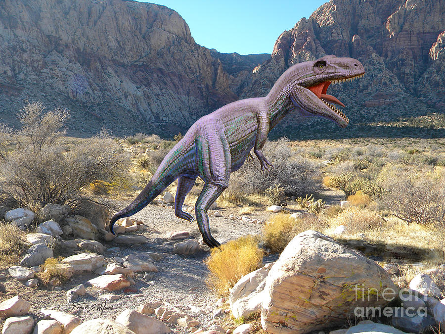 Gigantosaurus In The Desert Mixed Media by Frank Wilson