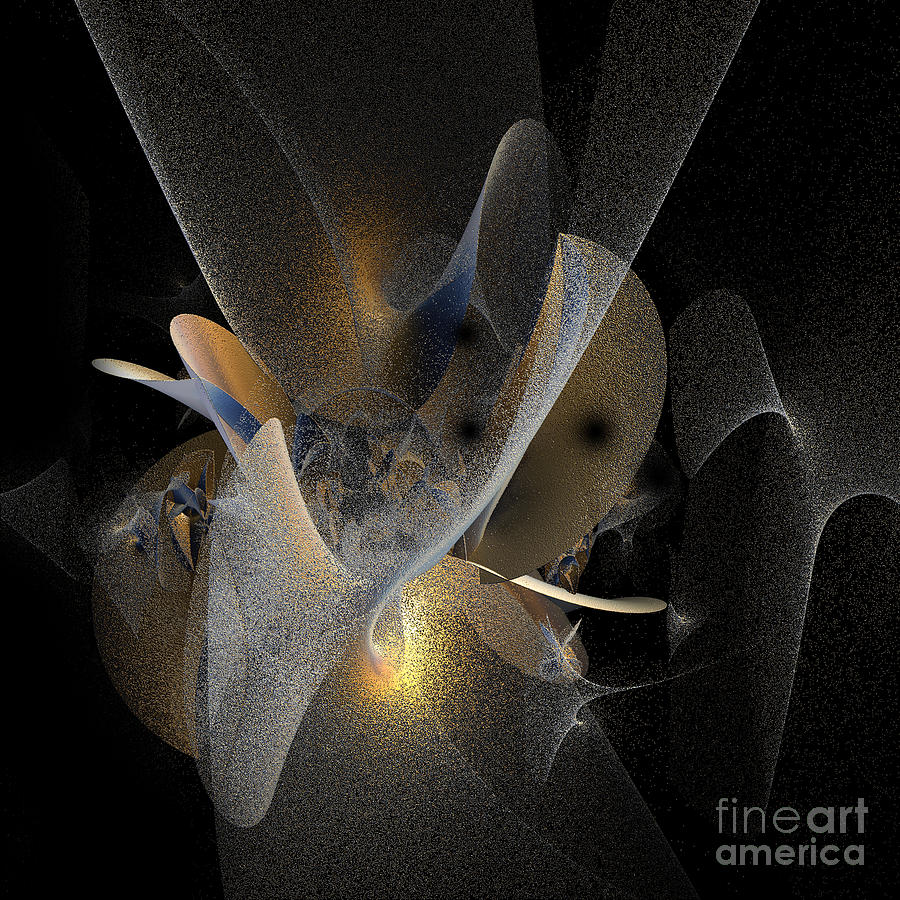 Abstract Digital Art - Gikd and Silver on Black Abstract by Linda Phelps