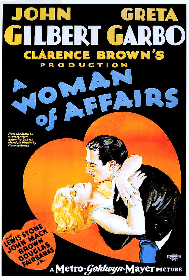 Gilbert and Garbo in A Woman of Affairs 1928 Drawing by Mountain Dreams