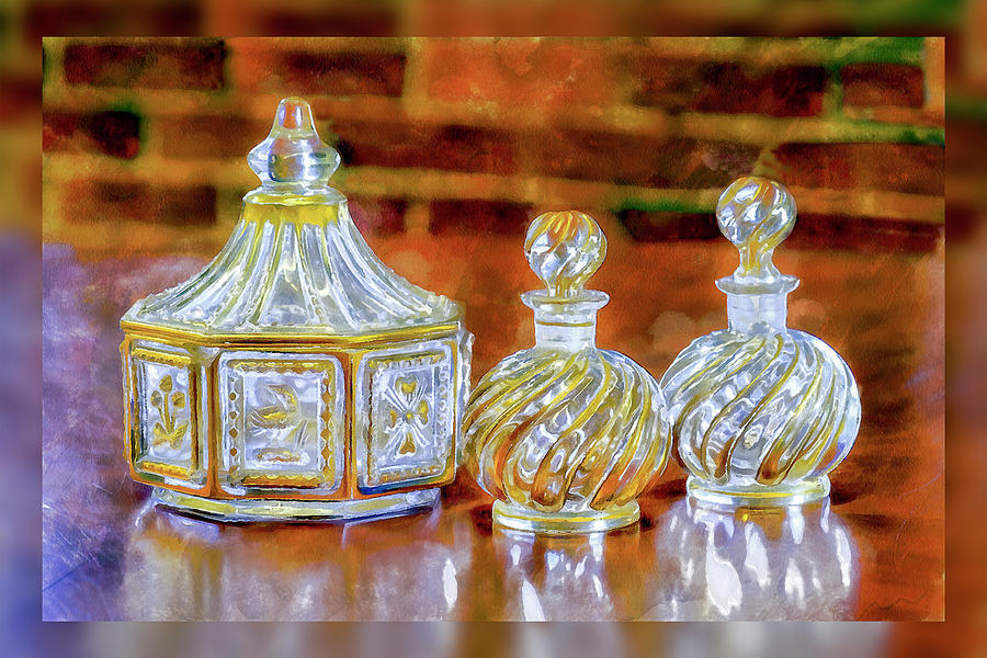 Bottle Photograph - Gilded Cut Crystal Glassware by Betty Denise