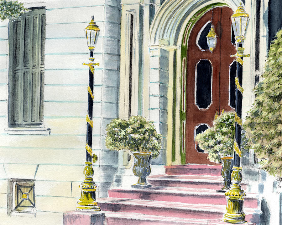 Gilded Lampposts, South of Broad Painting by Thomas Hamm