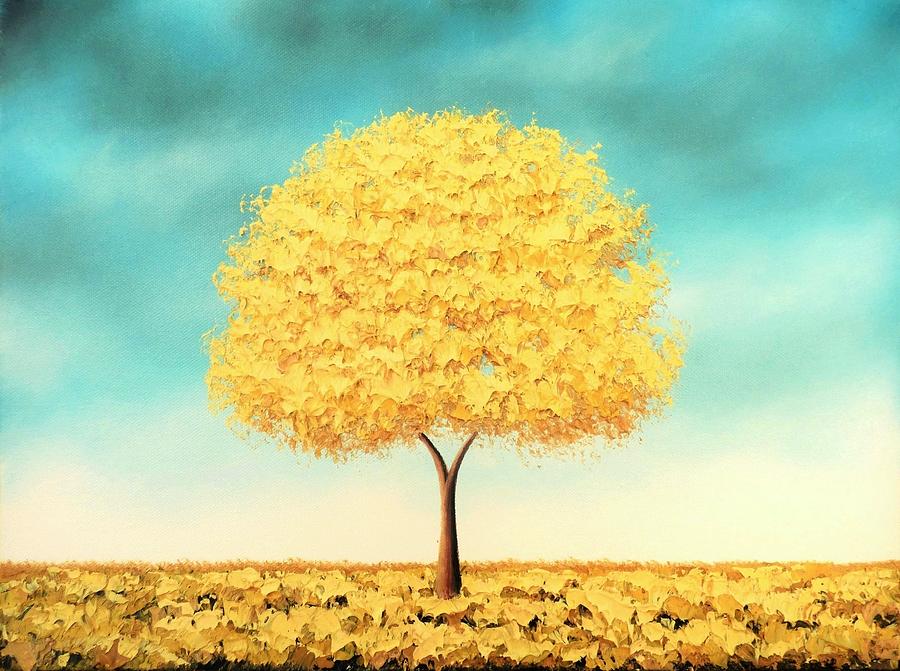 Yellow Tree Painting - Gilded Memories by Rachel Bingaman
