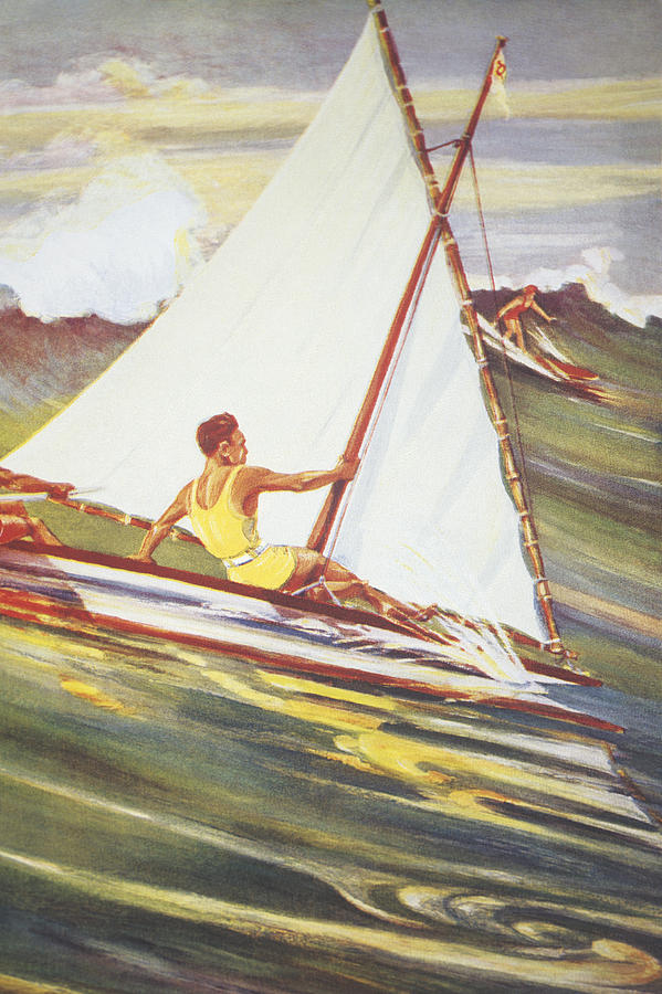 Gilles Man Surfing Painting by Hawaiian Legacy Archive - Printscapes