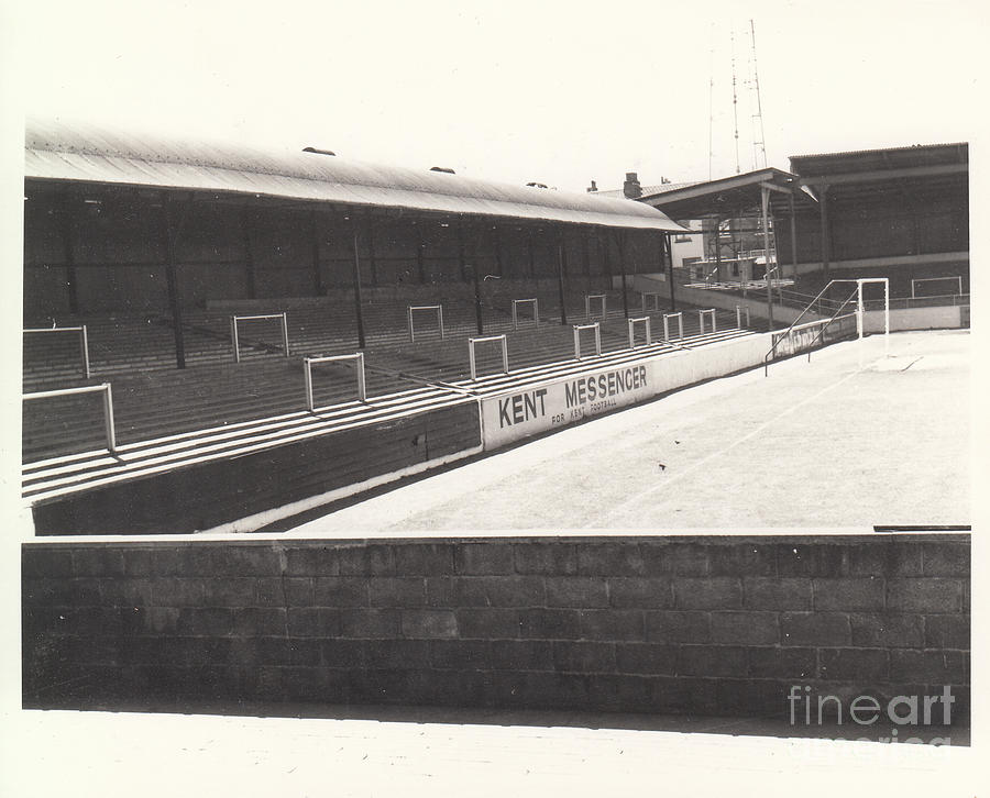 Gillingham - Priestfield Stadium - Rainham End 1 - BW - August 1969 Photograph by Legendary Football Grounds