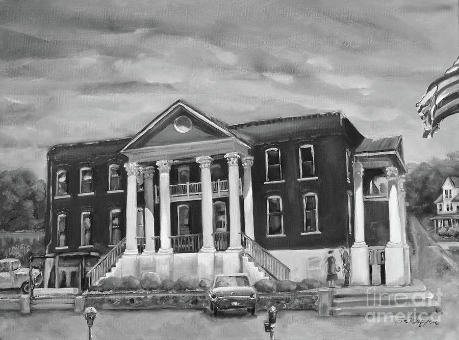Gilmer County Old Courthouse - Black and White Painting by Jan Dappen