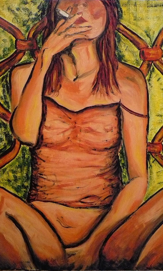 Nude Painting - Gina the smoking woman by Ericka Herazo
