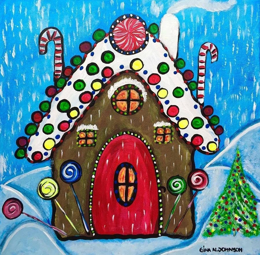 Ginger bread house Painting by Gina Nicolae Johnson - Pixels