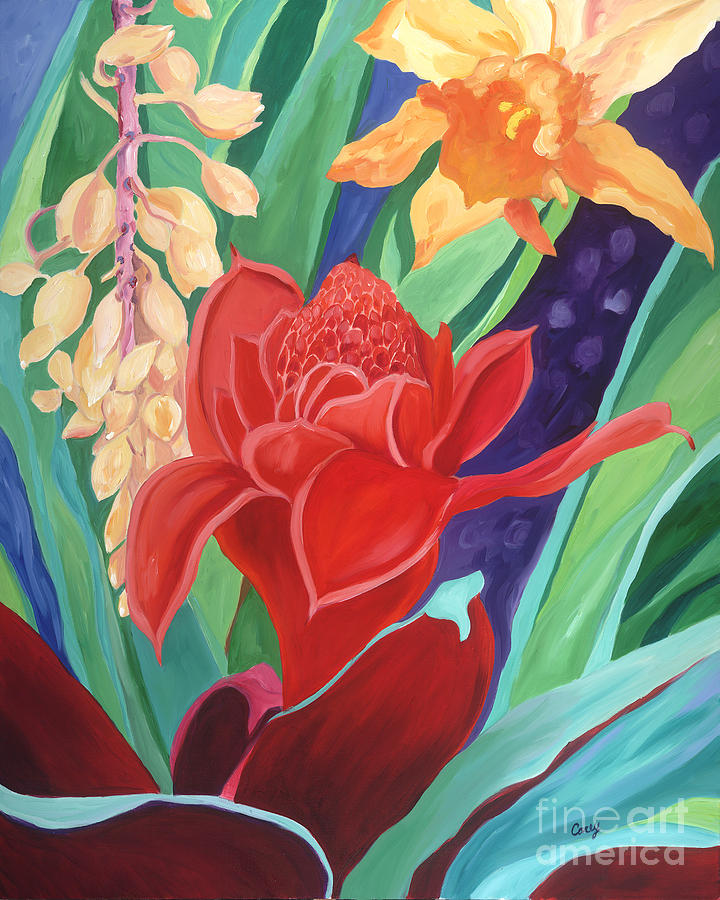 Maui Flowers Painting - Ginger of the Islands by Cathy Carey