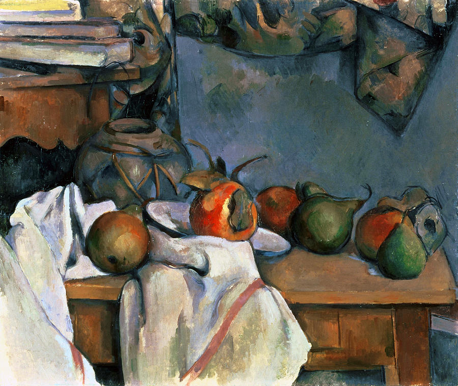 Paul Cezanne Painting - Ginger Pot with Pomegranate and Pears 1893 by Paul Cezanne