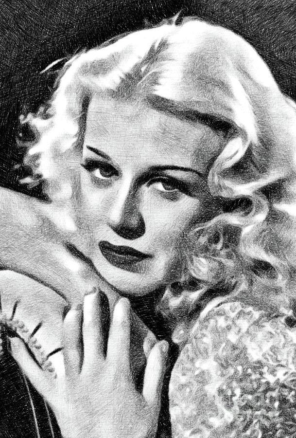 Ginger Rogers, Vintage Actress And Dancer By Js Drawing