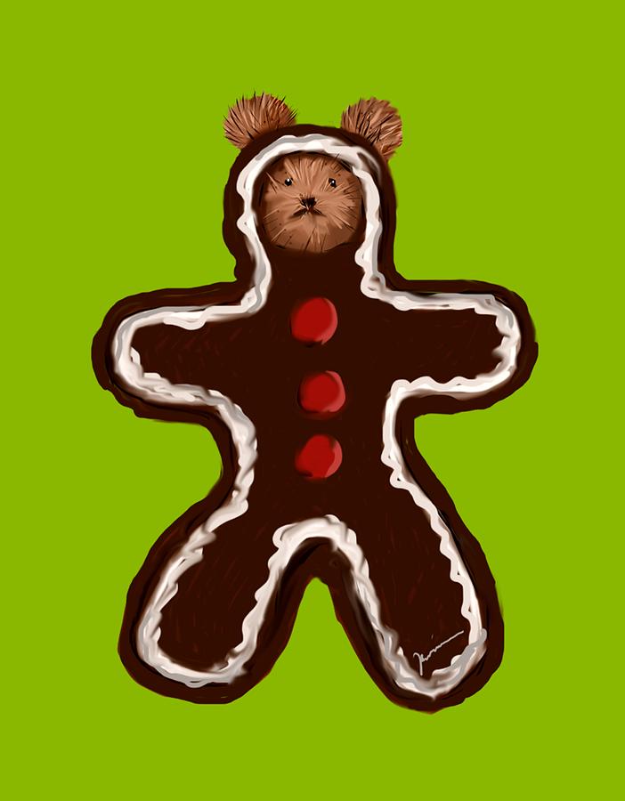 Gingerbread Teddy Painting by Jean Pacheco Ravinski