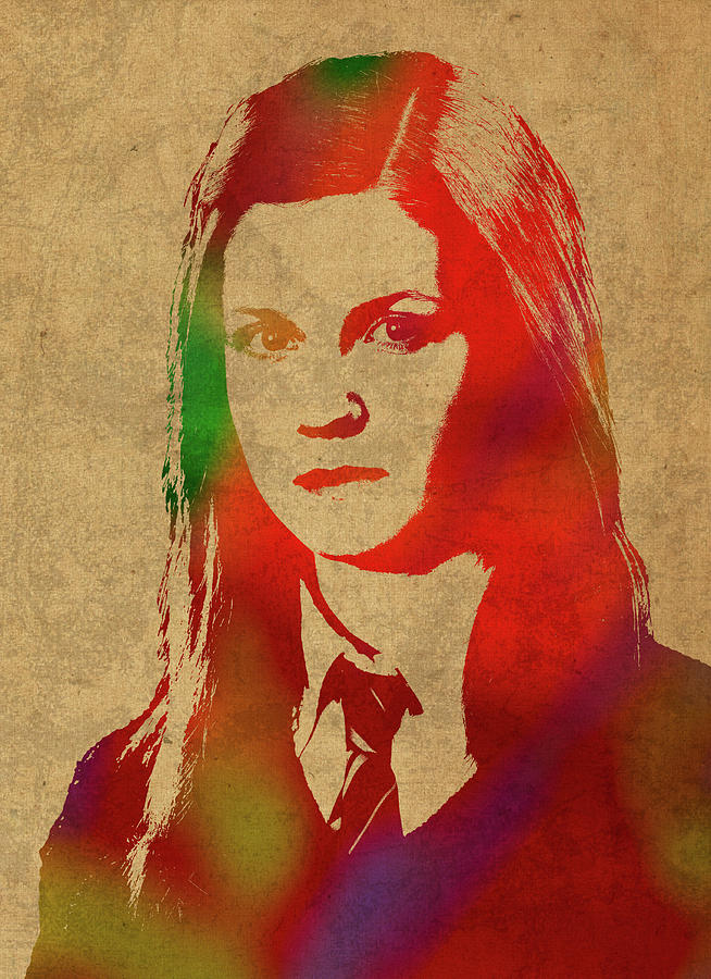 Harry Potter Mixed Media - Ginny Weasley from Harry Potter Watercolor Portrait by Design Turnpike