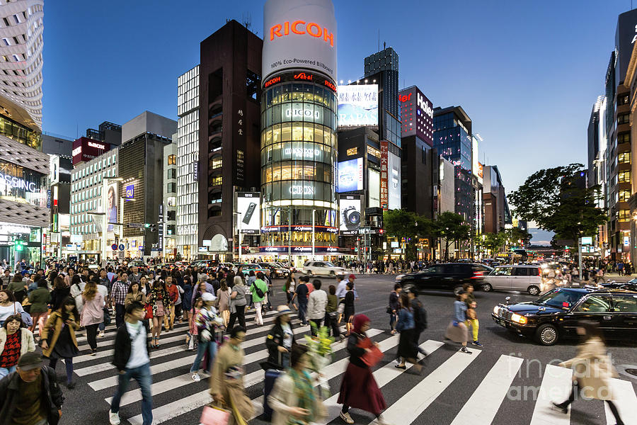 Ginza crossing at night in Tokyo Photograph by Didier Marti