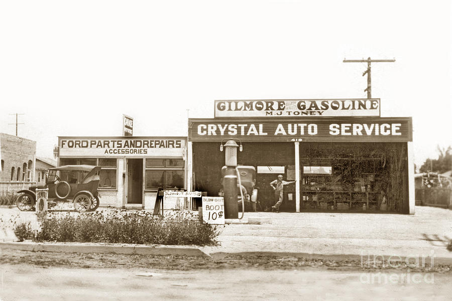 Ford Photograph - Giomore Gasoline- M. J. Toney Circa 1927 by Monterey County Historical Society