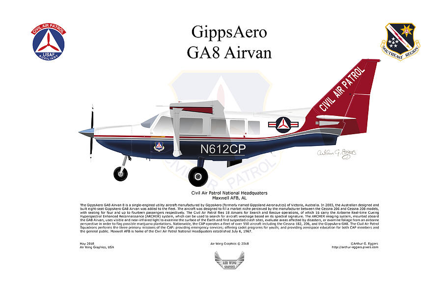 GippsAero GA8 Airvan CAP Digital Art by Arthur Eggers