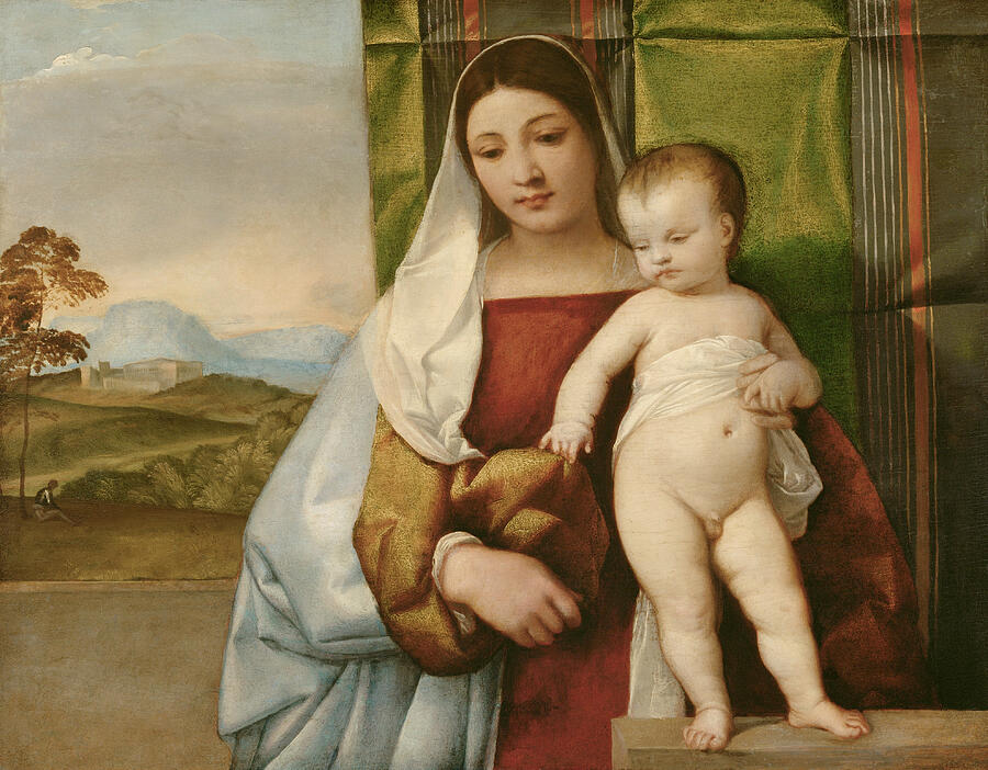 Gipsy Madonna, from circa 1510 Painting by Titian