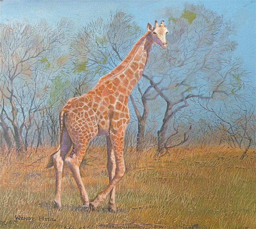 Giraffe - Safari - Summer 2008 Painting by Wendy Hill