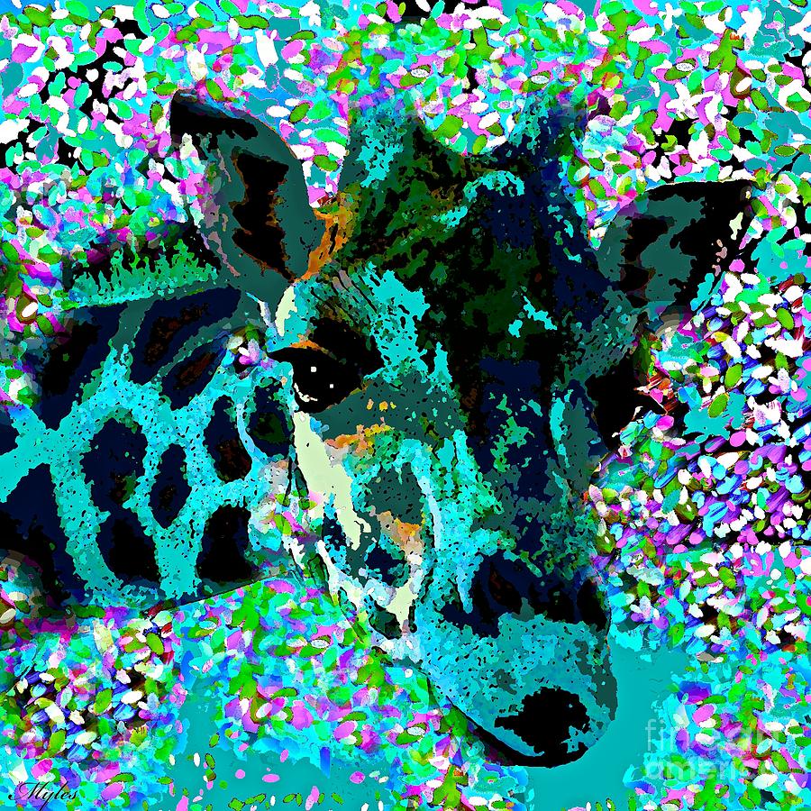 Giraffe Abstract Painting by Saundra Myles