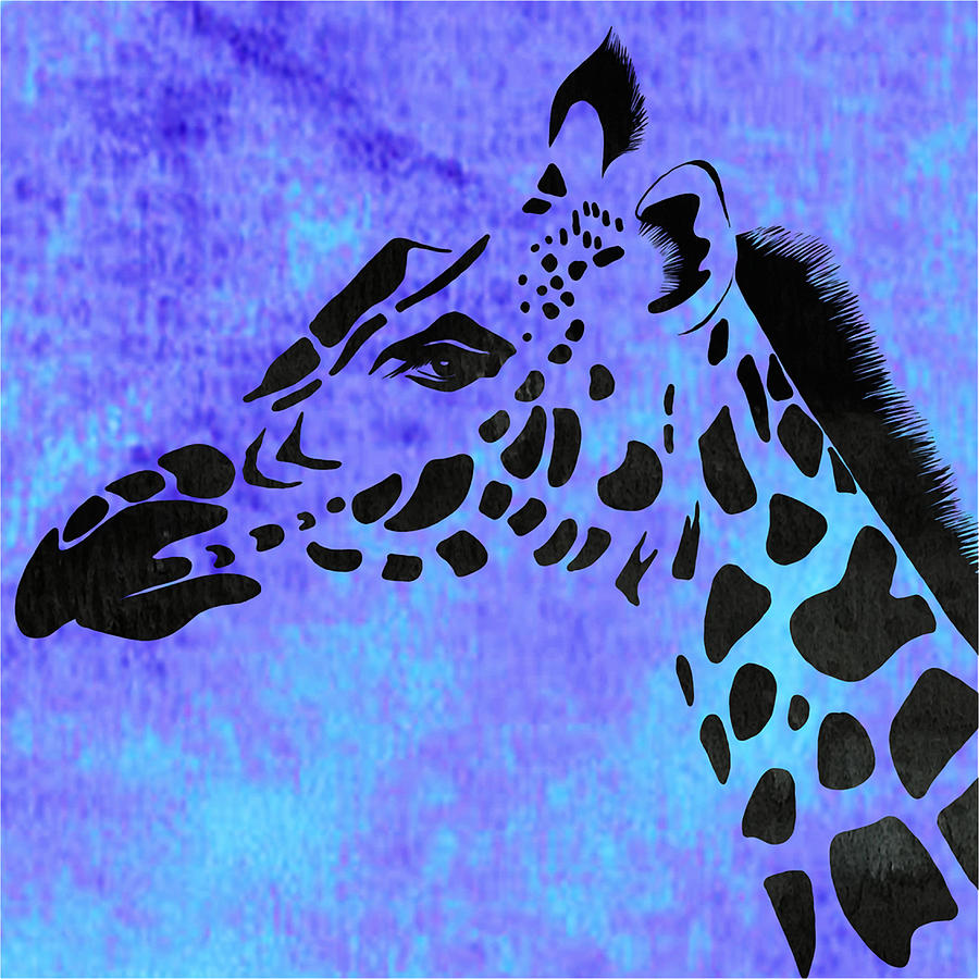 Giraffe Animal Decorative Blue Wall Poster 2 - by Diana Van Painting by ...