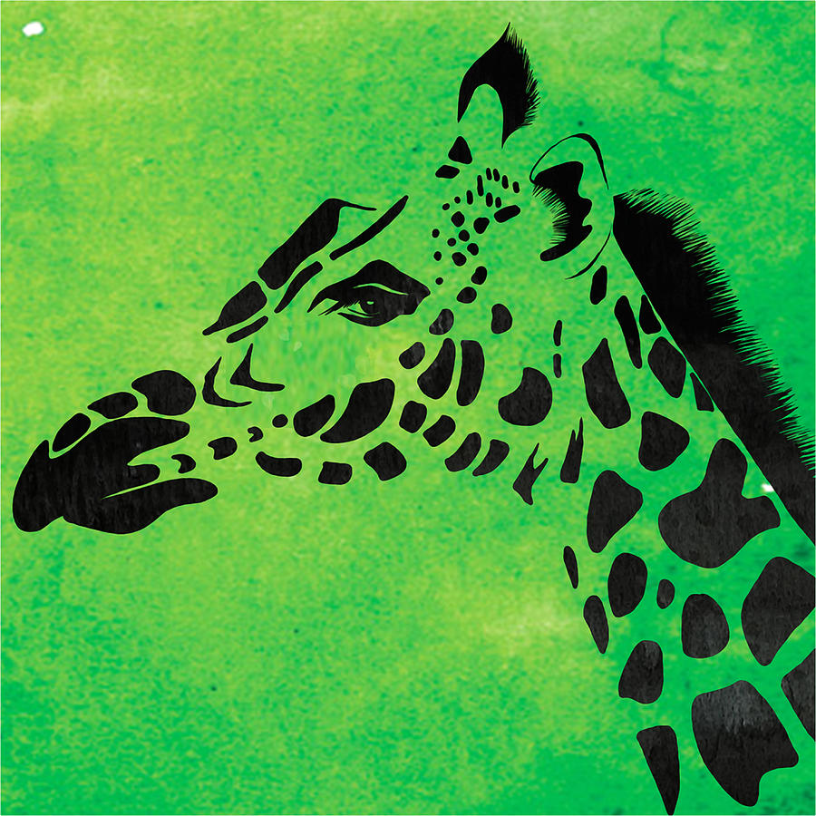 Giraffe Animal Decorative Green Wall Poster 2 - by Diana Van Painting ...